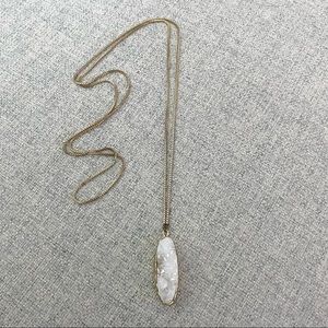 Nordstrom 34” white stone gold chain pendant necklace